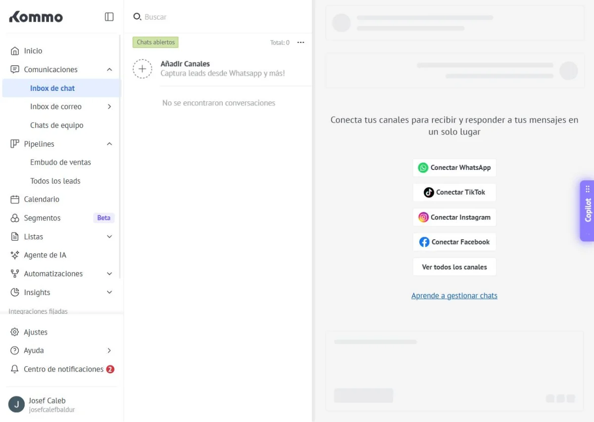 Integraci&oacute;n de WhatsApp dentro de un panel de CRM